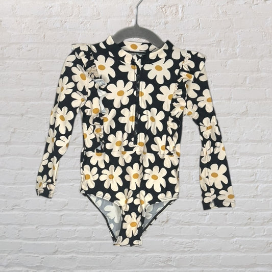 Jessica Simpson Floral Ruffle Rash Guard Swimsuit (3T)