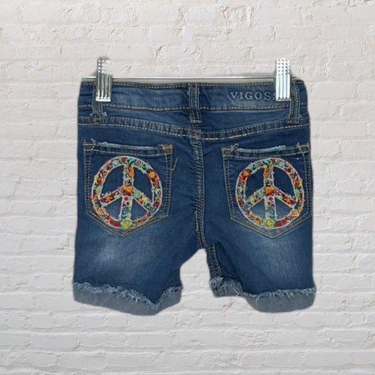 Vigoss Embroidered Peace Sign Denim Shorts (5T)