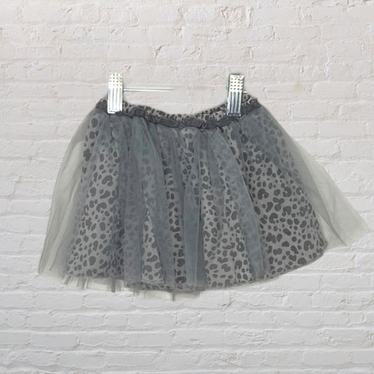 Zara Leopard Print Tulle-Overlay Skirt (12-18)