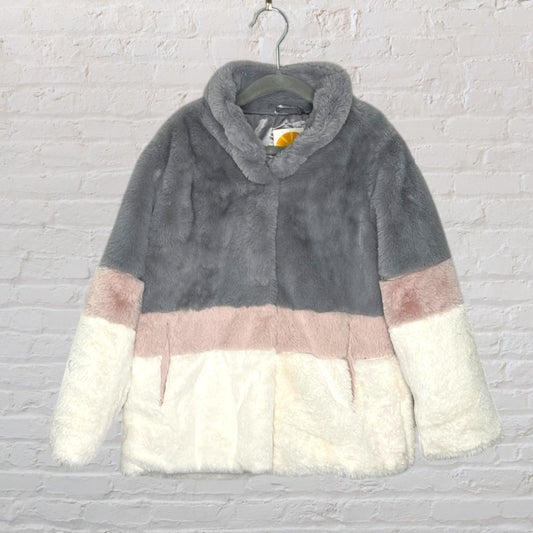 C&C California Faux Fur Colour Block Coat (6)