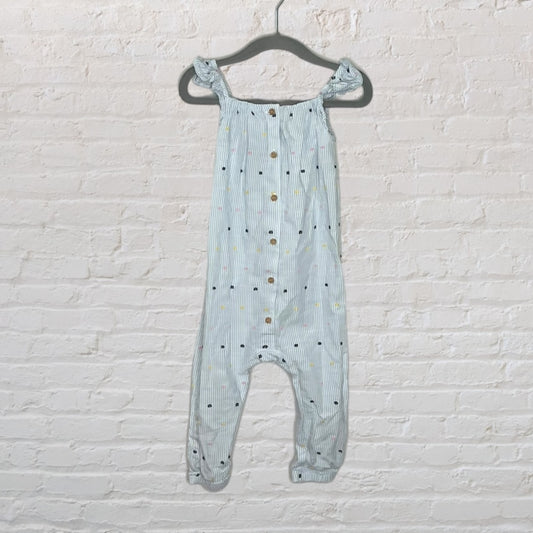 H&M Embroidered Dot Ruffle Romper (12-18)