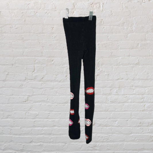 Wauw Capow Lips Patterned Knit Tights (4-5)