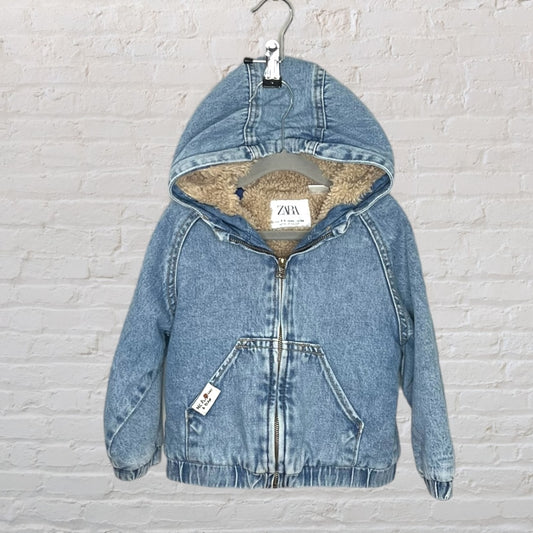 Zara Sherpa-Lined Denim Jacket (3T)