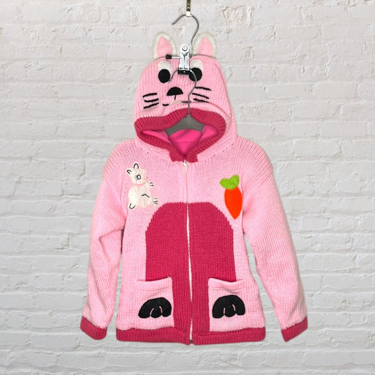 Unknown Brand Fleece-Lined Knit Bunny Hoodie (4T)