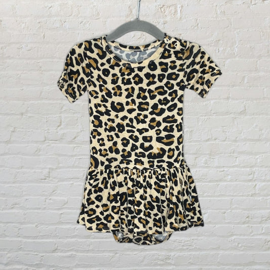 Posh Peanut Bamboo Leopard Twirl Bodysuit Dress (18-24)