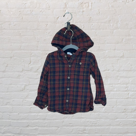 Enfant Hooded Plaid Shirt - 3T