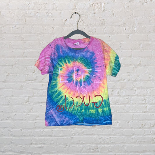 Custom Tie-Dye 'Life Is Gucci' T-Shirt - 7-8