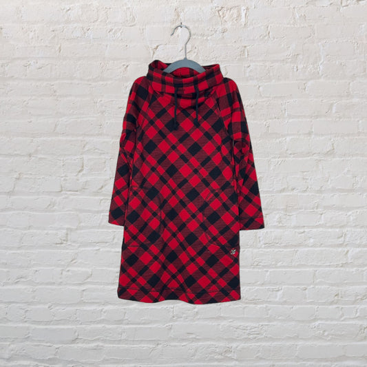 Deux Par Deux Plaid Cowl Neck Dress - 6