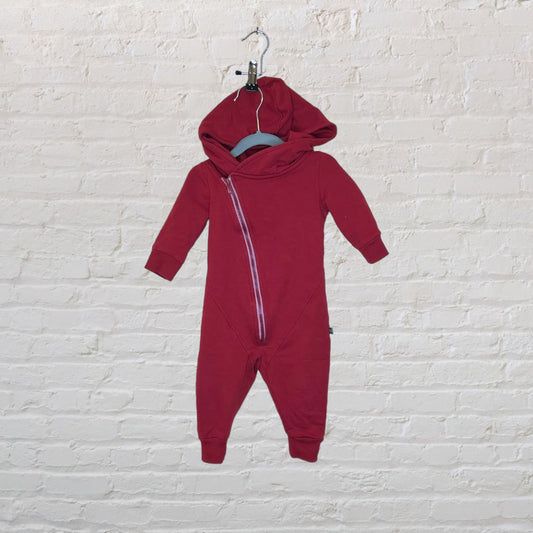 Lola & Taylor Hooded Asymmetrical Zip Romper - 6-12