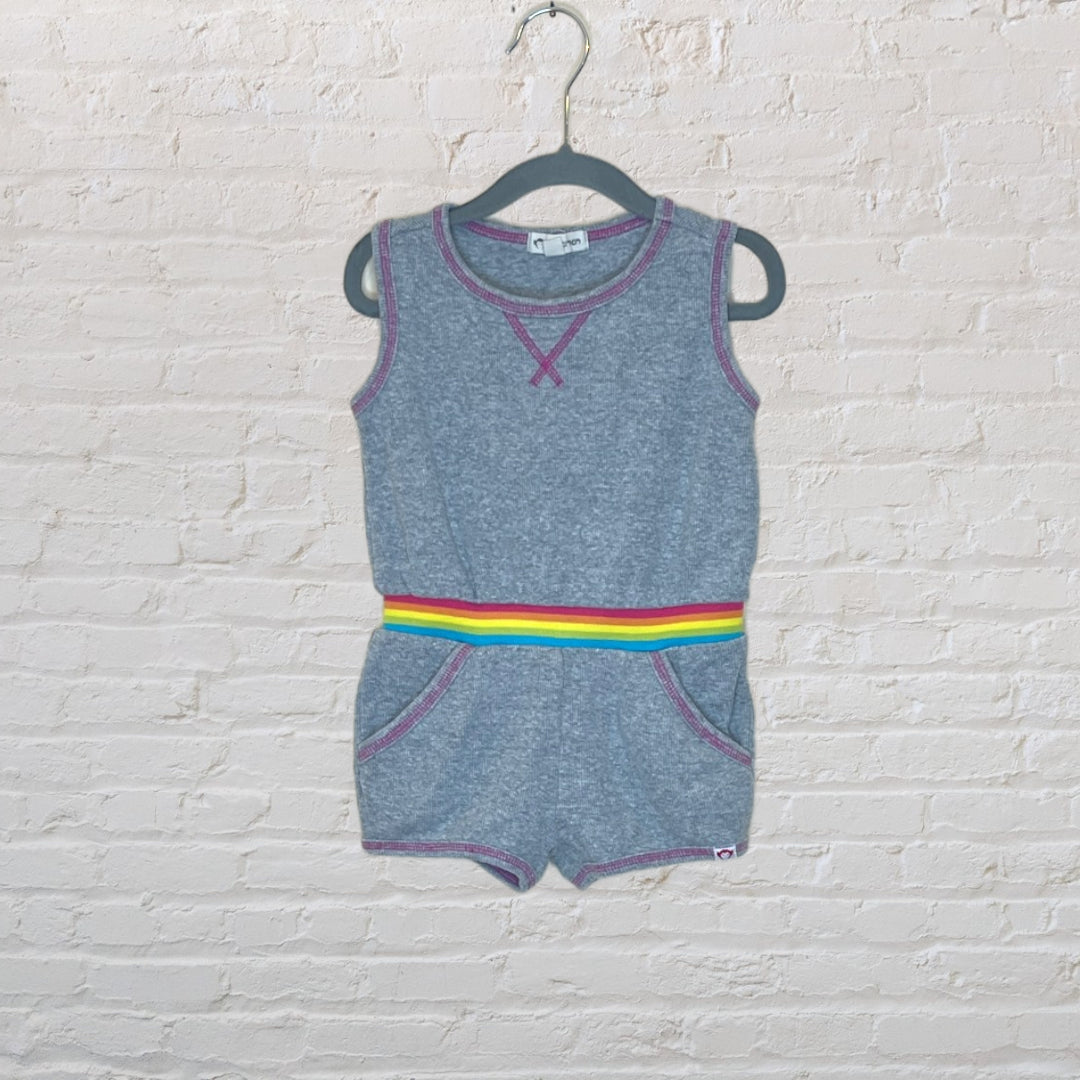 Rainbow Stripe Ribbed Romper - 3T