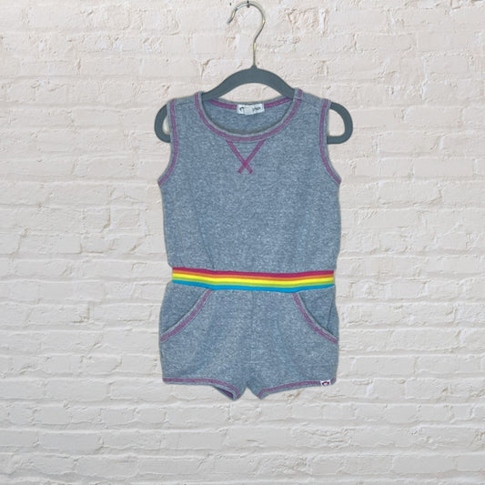 Rainbow Stripe Ribbed Romper - 3T