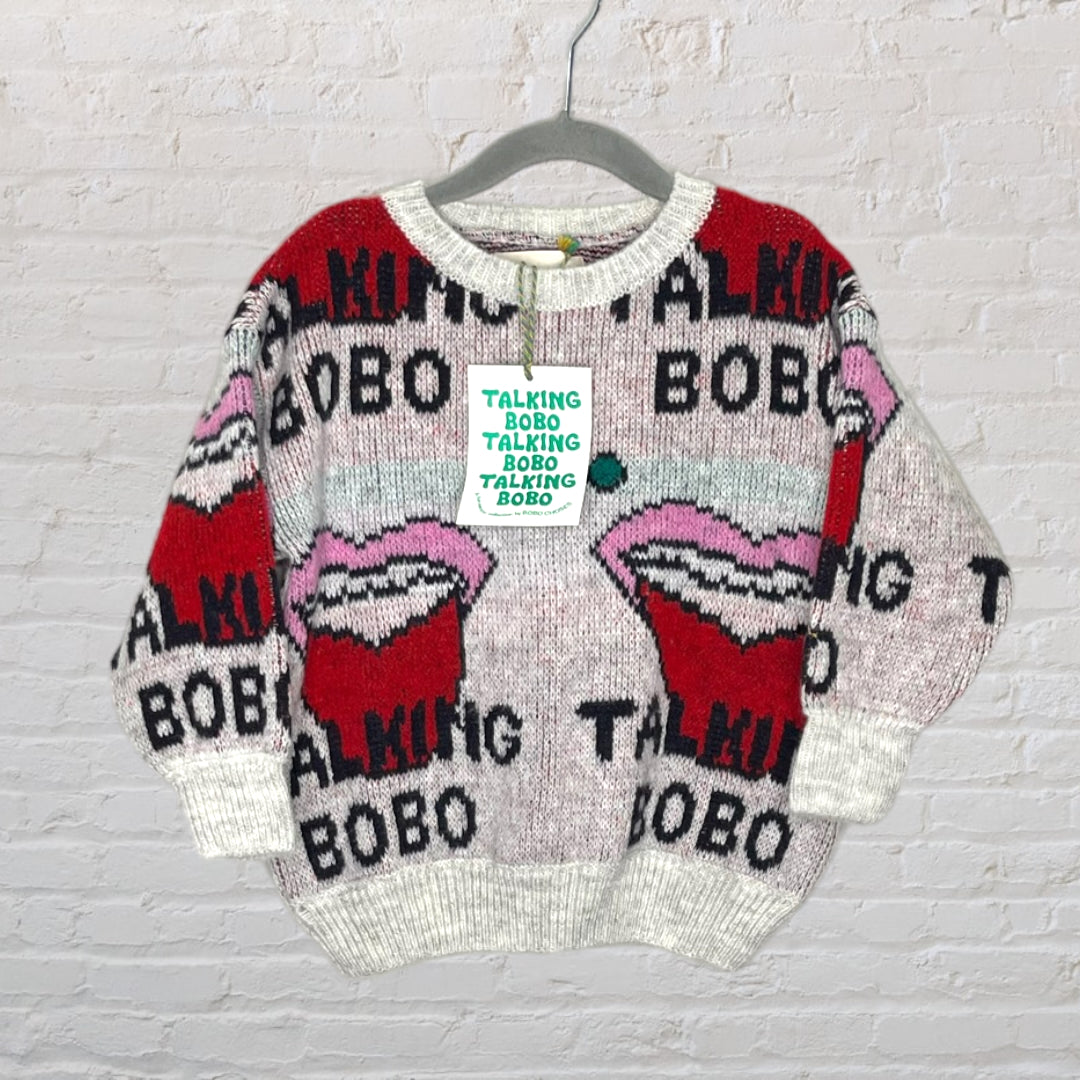 Bobo Choses 'Talking Bobo' Jacquard Lips Sweater (3T)