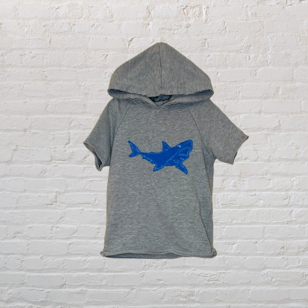 Short-Sleeved Shark Patch Hoodie - 6