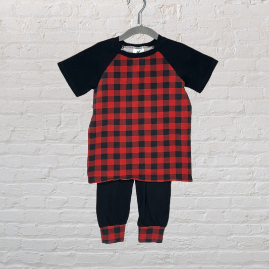 LalaBaby Buffalo Plaid Stretchy Jogger Set (3T)