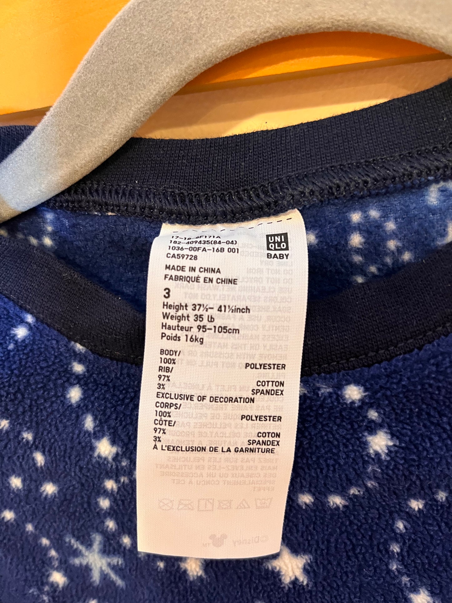 Uniqlo Mickey Stars Fleece Set (3T)