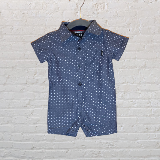 DKNY Polka Dot Collared Romper (3-6)