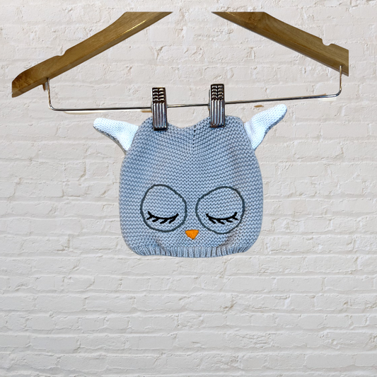 Indigo Baby Knit Owl Hat (0-12)