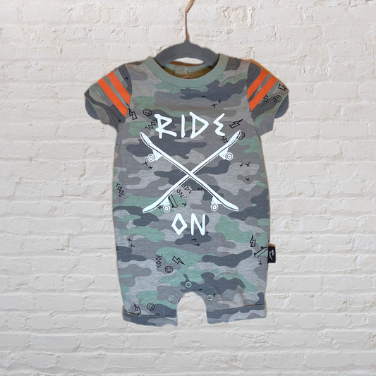 Mini Heroes "Ride On" Camo Romper (0-3)